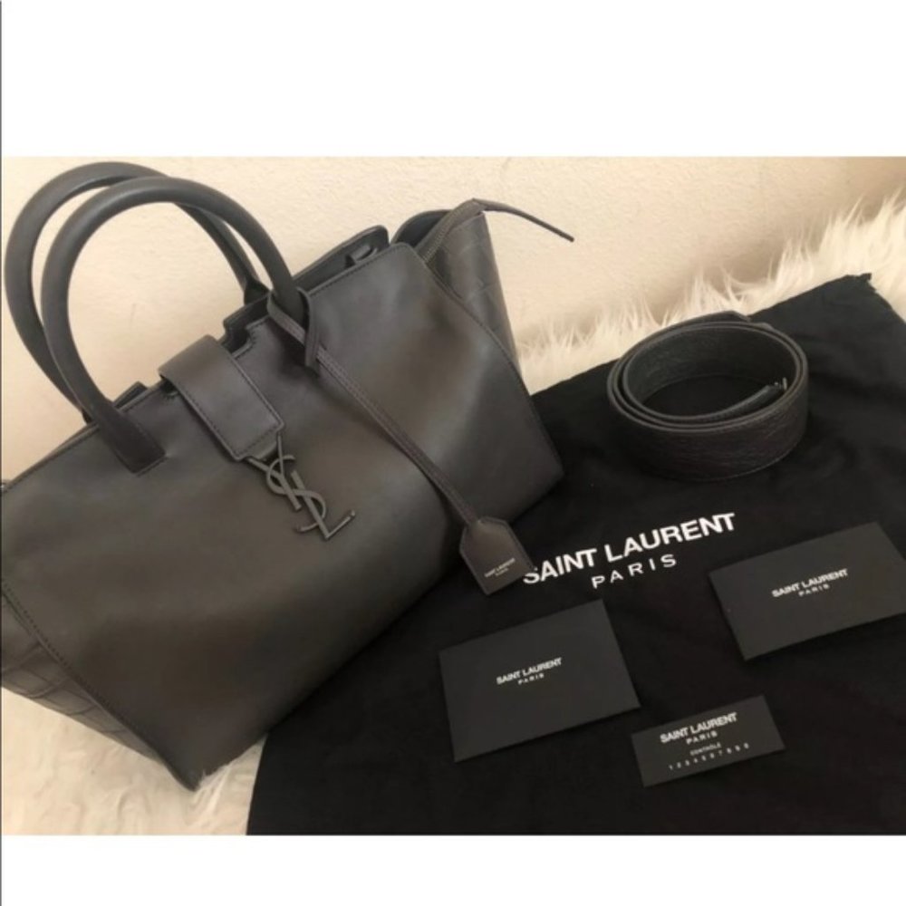 Yves Saint Laurent Medium Cabas Crocodile Embossed